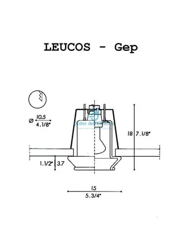Leucos GEP/A Gep recessed white glass with blue ring max 100w